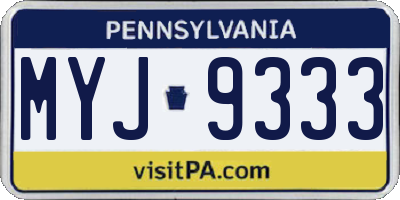 PA license plate MYJ9333