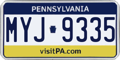 PA license plate MYJ9335