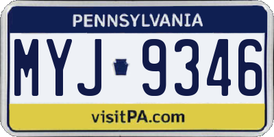 PA license plate MYJ9346