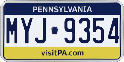 PA license plate MYJ9354