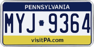 PA license plate MYJ9364