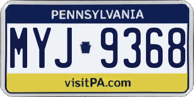 PA license plate MYJ9368