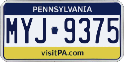 PA license plate MYJ9375
