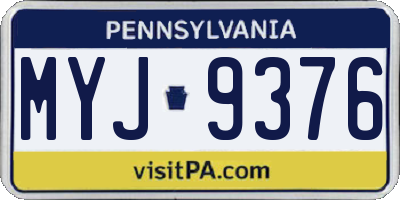 PA license plate MYJ9376