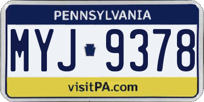 PA license plate MYJ9378