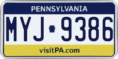 PA license plate MYJ9386