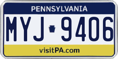 PA license plate MYJ9406