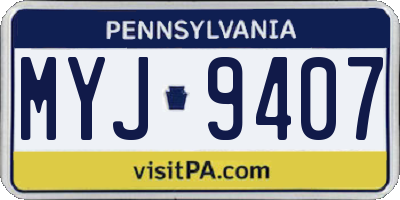 PA license plate MYJ9407