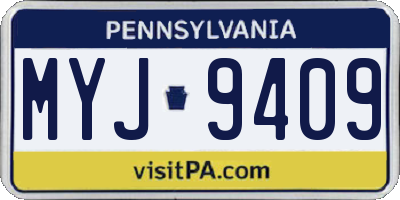 PA license plate MYJ9409