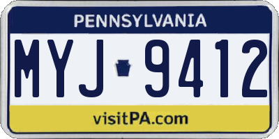 PA license plate MYJ9412