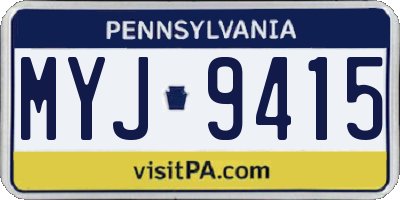 PA license plate MYJ9415