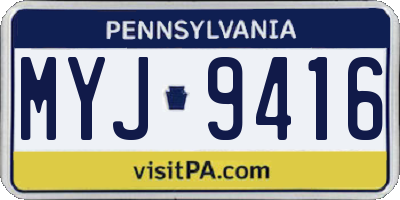 PA license plate MYJ9416