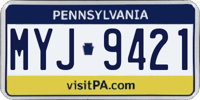 PA license plate MYJ9421