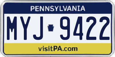 PA license plate MYJ9422