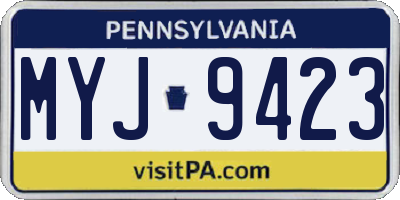 PA license plate MYJ9423