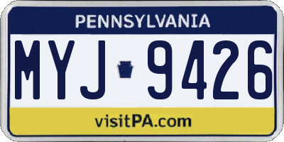 PA license plate MYJ9426