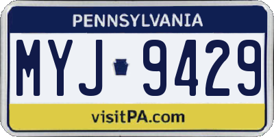 PA license plate MYJ9429