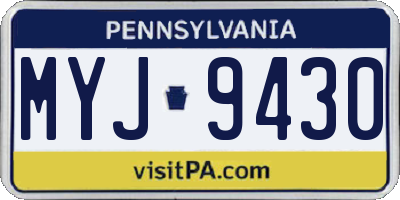 PA license plate MYJ9430