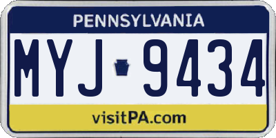 PA license plate MYJ9434