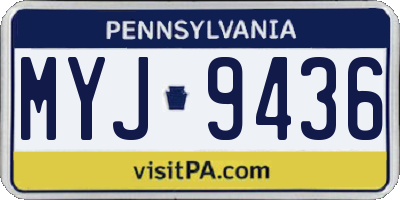 PA license plate MYJ9436