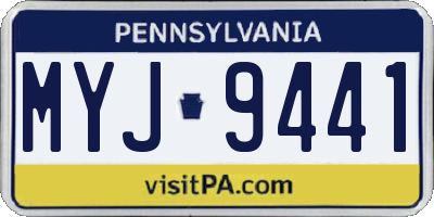 PA license plate MYJ9441