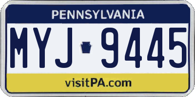 PA license plate MYJ9445