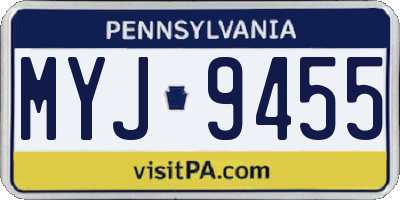 PA license plate MYJ9455
