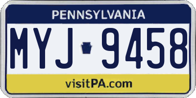 PA license plate MYJ9458