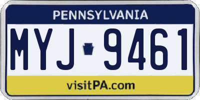 PA license plate MYJ9461