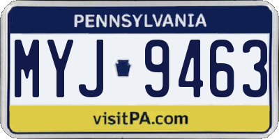 PA license plate MYJ9463