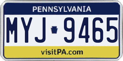 PA license plate MYJ9465