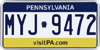 PA license plate MYJ9472
