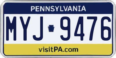 PA license plate MYJ9476