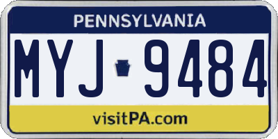 PA license plate MYJ9484