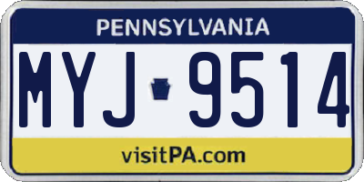 PA license plate MYJ9514