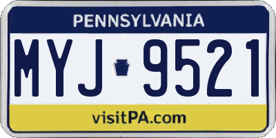 PA license plate MYJ9521