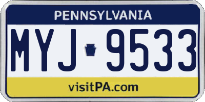PA license plate MYJ9533