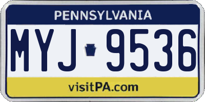 PA license plate MYJ9536