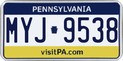 PA license plate MYJ9538