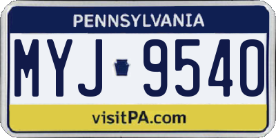 PA license plate MYJ9540