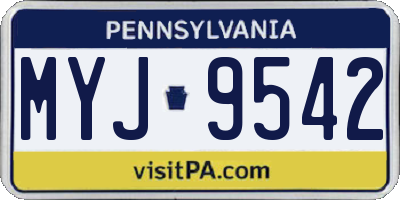 PA license plate MYJ9542
