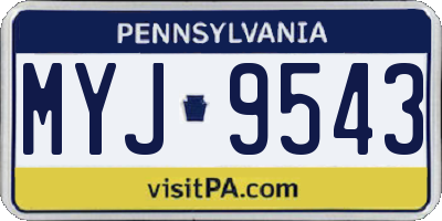 PA license plate MYJ9543