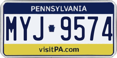 PA license plate MYJ9574