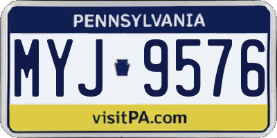 PA license plate MYJ9576