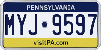 PA license plate MYJ9597