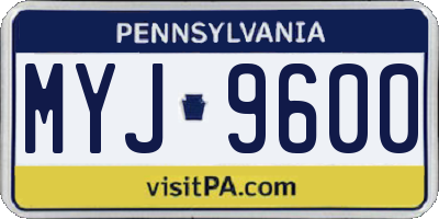 PA license plate MYJ9600