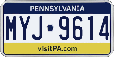 PA license plate MYJ9614