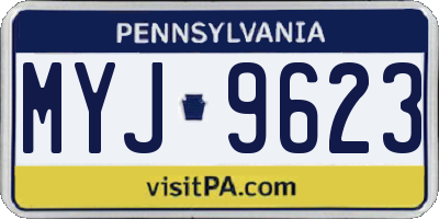 PA license plate MYJ9623