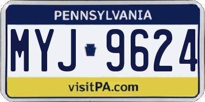 PA license plate MYJ9624