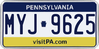 PA license plate MYJ9625